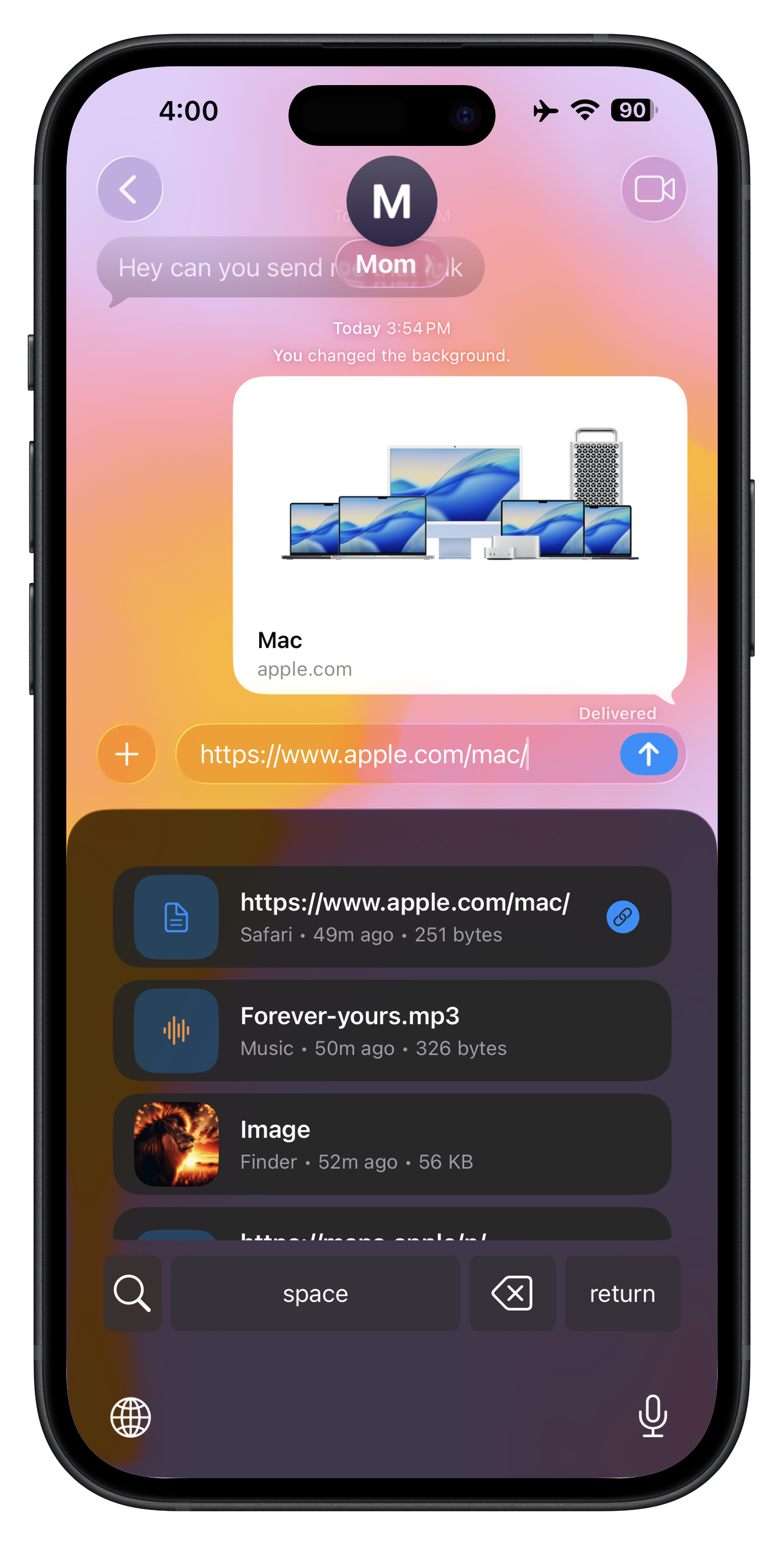 iOS keyboard integration